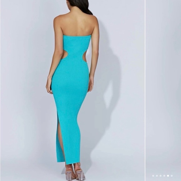 Meshki Kori Knit Bandeau Maxi Dress Aquamarine Stretch Strapless Sz XL NWT - Picture 3 of 13